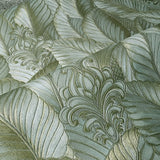 M53049 Floral tropical leaves Green Gold metallic faux fabric textured Wallpaper rolls