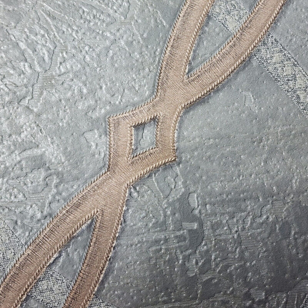 Z38046 Gray bronze metallic diamond trellis lines faux concrete textur ...