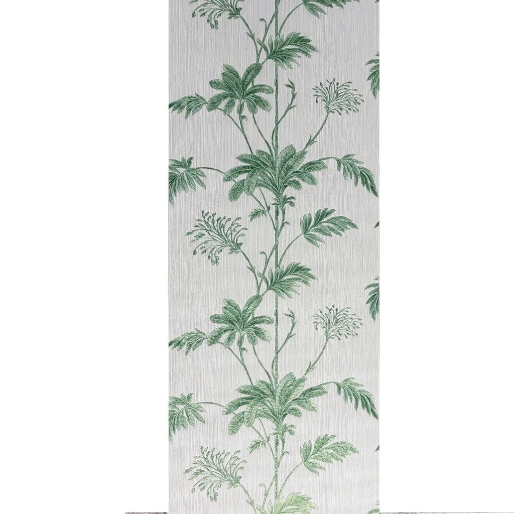 Z21140 Green off white Wallpaper floral tropical banana leaves faux gr