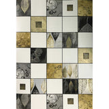 5581-10 Black White Gold Tile Plaid Wallpaper