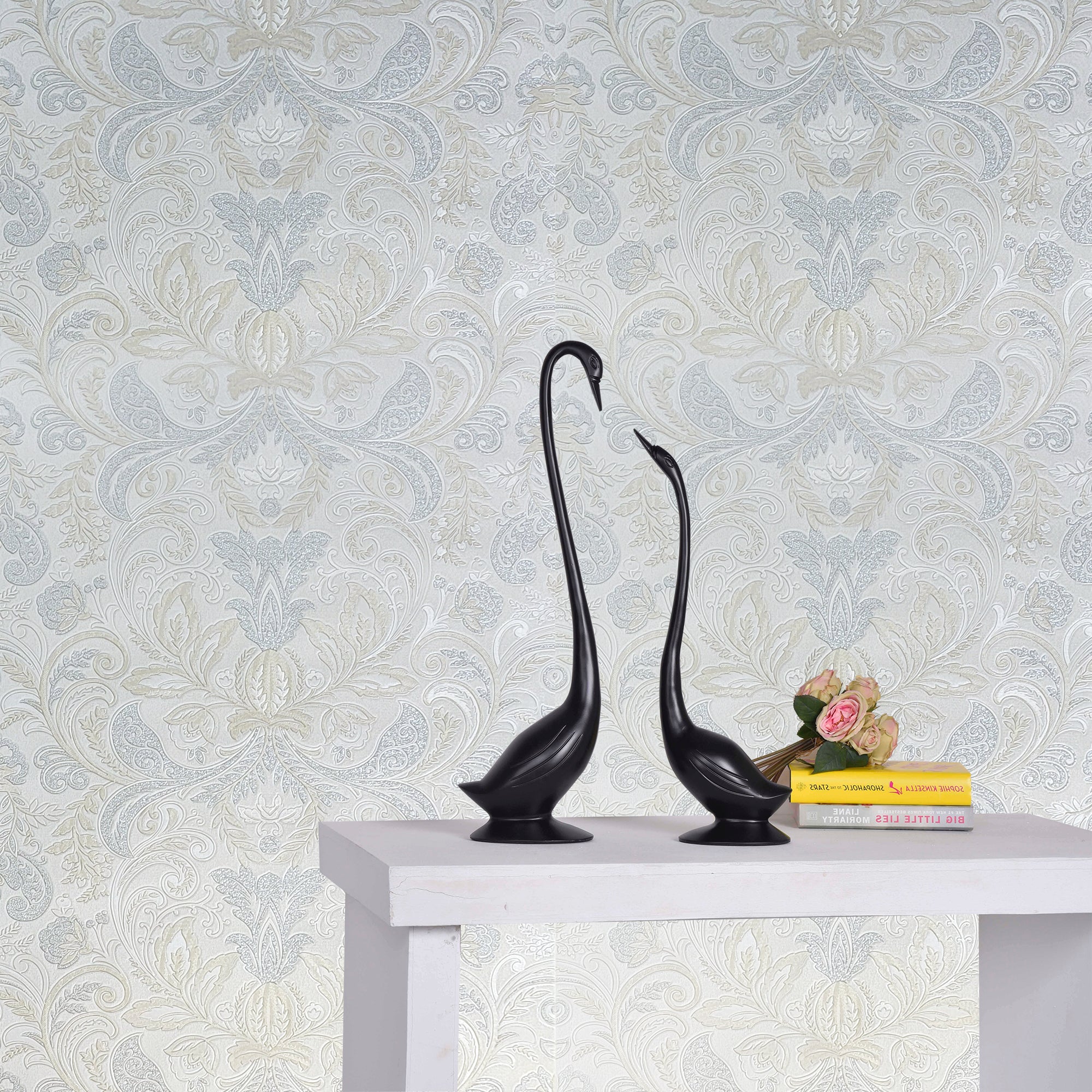 M1206 Beige tan silver metallic faux fabric textured floral victorian  damask Wallpaper, image size:2000x2000