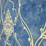 M5123 Royal blue beige gold Victorian damask 3D Wallpaper 