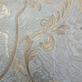M5603 Gray bronze Victorian damask faux concrete plaster Wallpaper 