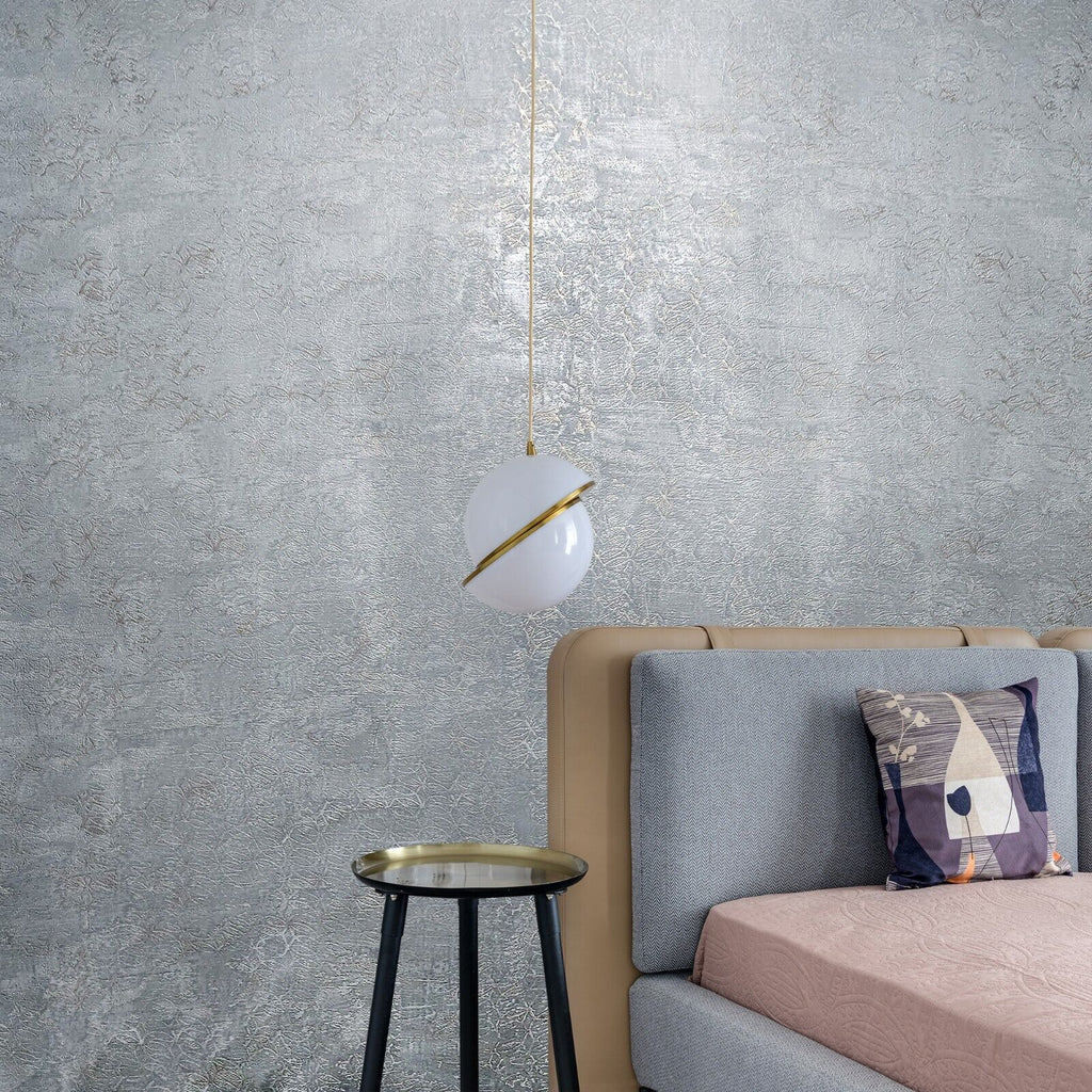 View of Z38045 Modern matt gray bronze metallic faux plaster textured contempo ...