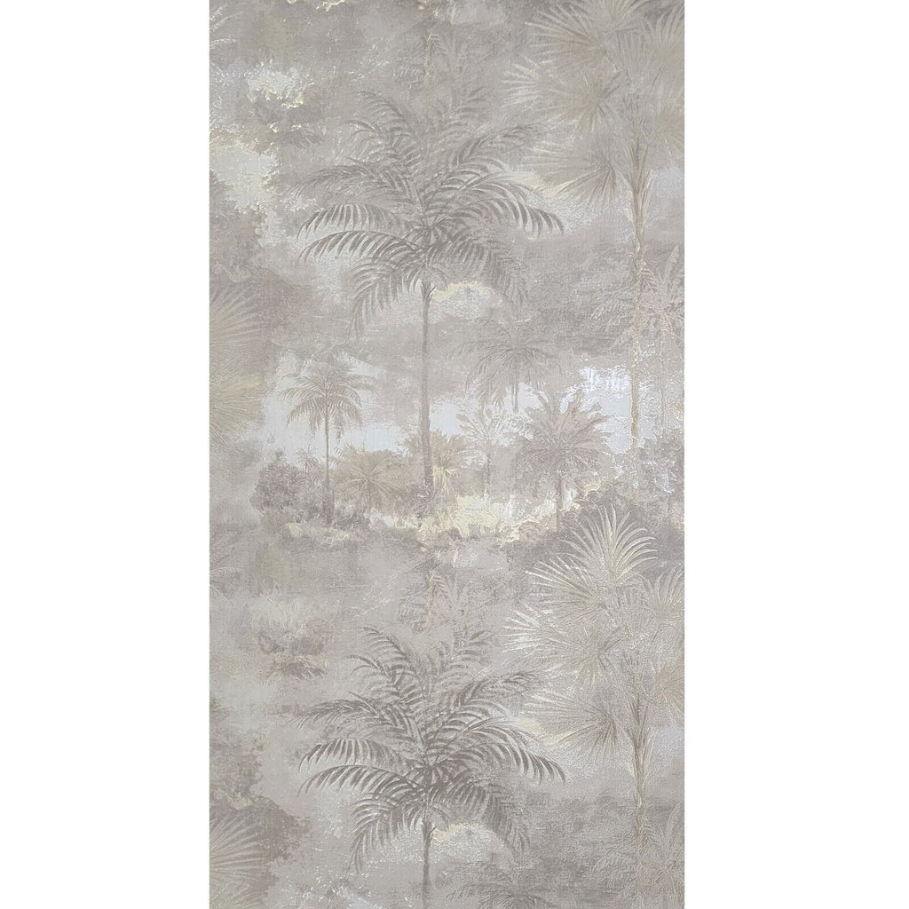 Z44906 Tan gold metallic floral tropical palm leaves faux concrete 