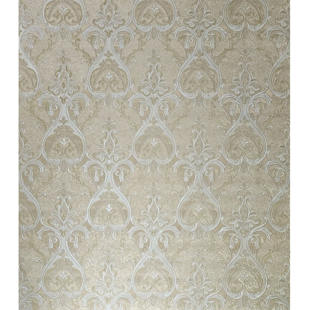 TAN  タン　DAMASK MOTIF CD  GRAY M25012 Victorian Sand tan cream gold metallic gray ogee damask