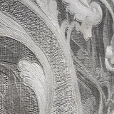 M53014 Victorian Wavy Damask gray silver gold metallic textured faux fabric Wallpaper