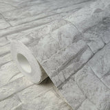 WM70711601 Gray off white faux realistic stone 3D Wallpaper 