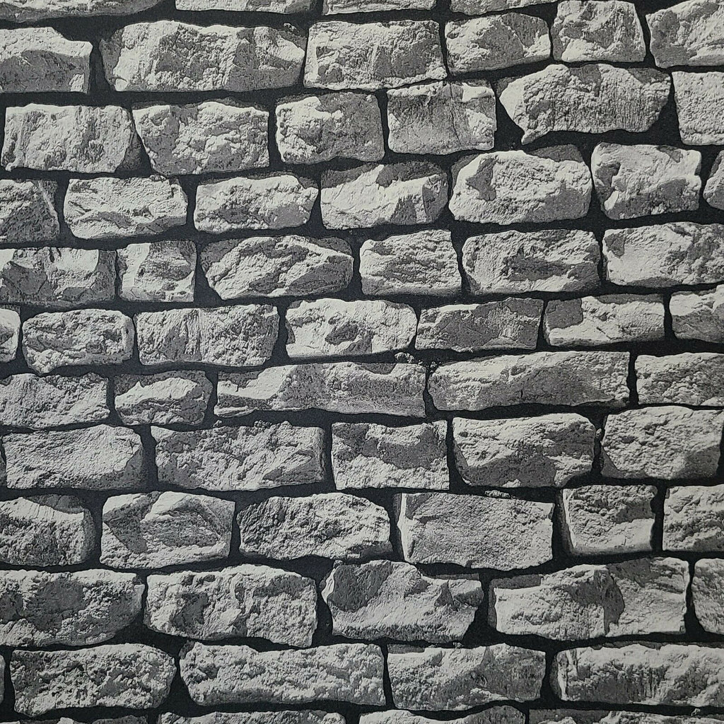 WM90792901 Charcoal gray black 3D Textured Brick Stone 