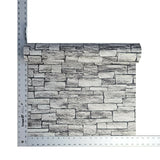 WM95871201 Gray black 3D Textured faux Brick Stone Wallpaper 