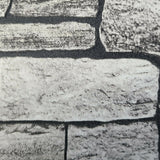 WM95871201 Gray black 3D Textured faux Brick Stone Wallpaper 