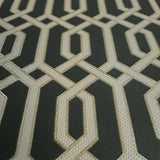 WMBA22001601 Black gold geometric faux fabric trellis Wallpaper