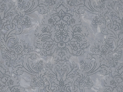 Z21110 Modern Gray Silver Metallic Damask Textured 3D Wallpaper