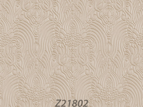 Z21802 Embossed Cream Victorian damask faux fabric Wallpaper