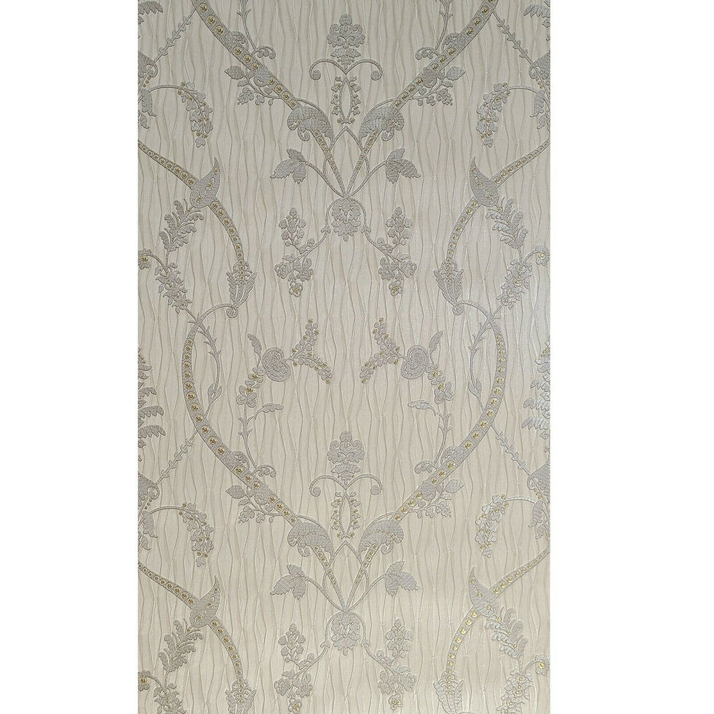 Z2949 Tan taupe Gold metallic diamond damask Wallpaper