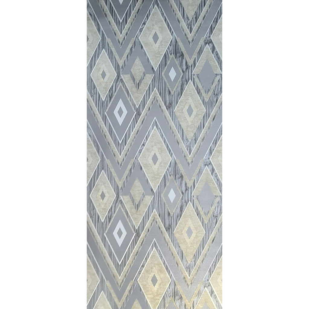 Z3426 Geometrical diamonds Chevron Gray Silver Gold Wallpaper
