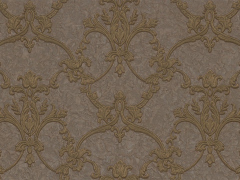 Z46038 Trussardi Brown Metallic textured Damascus wallpaper 3D