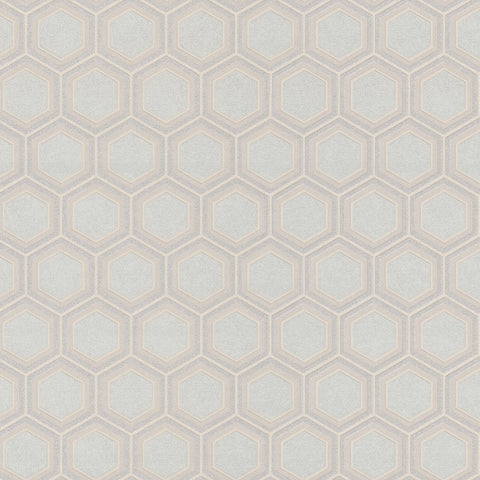 Z76010 Vision Geometric Hexagon Beige Contemporary Textured Wallpaper 3D