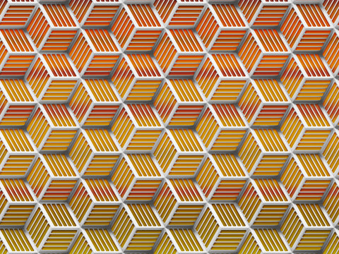 Z90083 LAMBORGHINI 2 Geometric Cube Orange Red 3D Illusion Panel