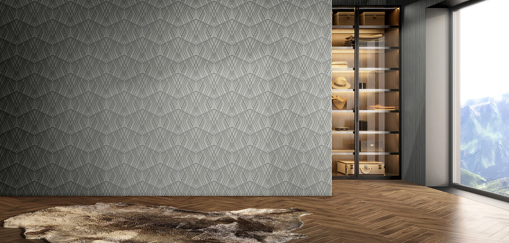 Z90004 LAMBORGHINI 2 Geometric off white mint Trellis Wallpaper