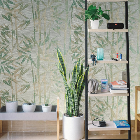 Z90025 LAMBORGHINI 2 Floral Bamboo Beige Green Wallpaper