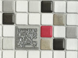 5584-10 Mosaic Tile White Red textured Wallpaper