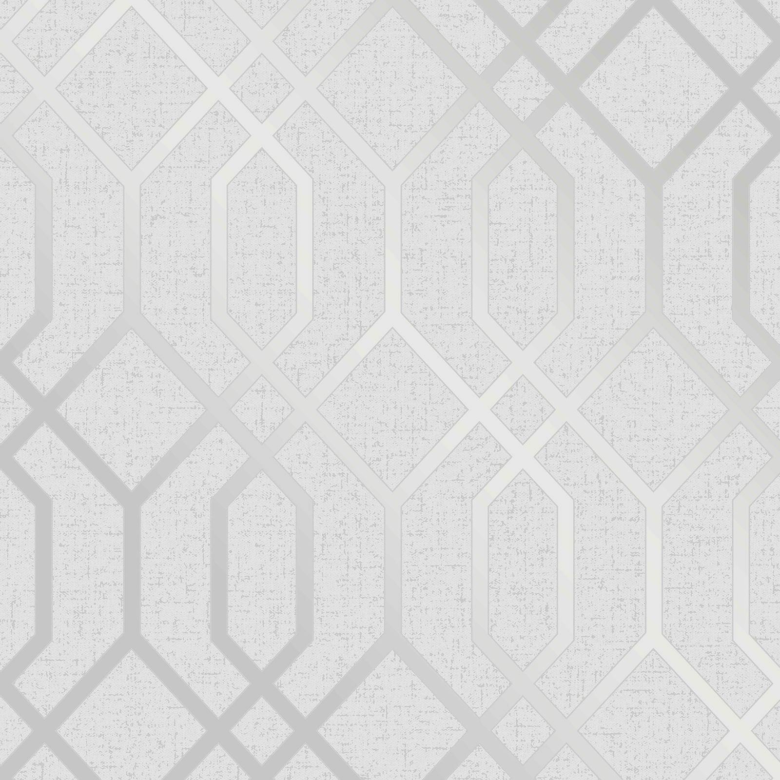 WM4230401 Silver Gray White Glitter Textured Geometric Trellis