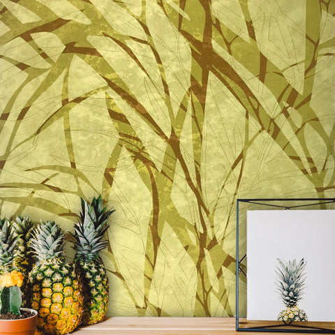 300004 Lime Green Yellow Palm Abstract Wallpaper