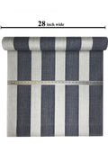 175002 Onyx Blue Silver Metallic Stripe Flock Wallpaper