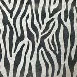 115016 Portofino black silver Metallic Textured Flocking velvet animal zebra Wallpaper - wallcoveringsmart