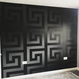 93523-4 Solea Black Satin Greek Key textured Versace Wallpaper