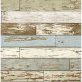 2701-22302 Scrap Wood Sky Blue Weathered Textured Wallpaper