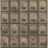 2701-22354 Vintage P.O. Boxes Brass Distressed Metal Wallpaper