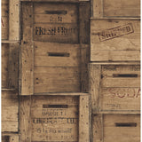 2701-22348 Wood Crates Brown Distressed Wood Wallpaper