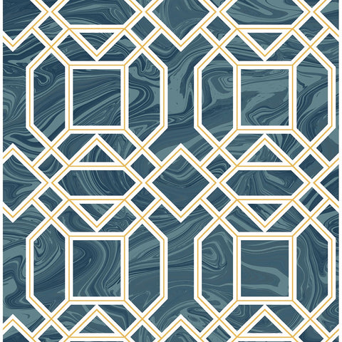 2763-24222 Daphne Blue Trellis Wallpaper
