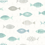 3120-12044 Key West Teal Sea Fish Wallpaper