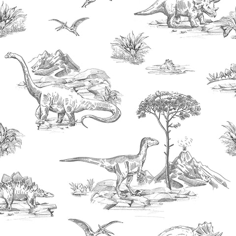 4060-139269 Isolde Charcoal Dinosaurs Wallpaper