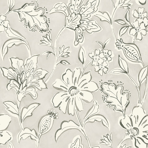 4071-71039 Plumeria Grey Floral Trail Wallpaper