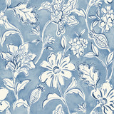 4071-71040 Plumeria Blue Floral Trail Wallpaper