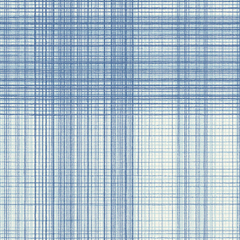 4071-71043 Madras Blue Plaid Wallpaper