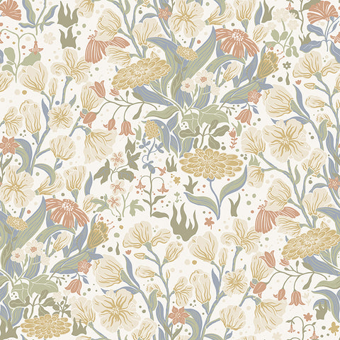 4143-22011 Hava Neutral Meadow Flowers Wallpaper