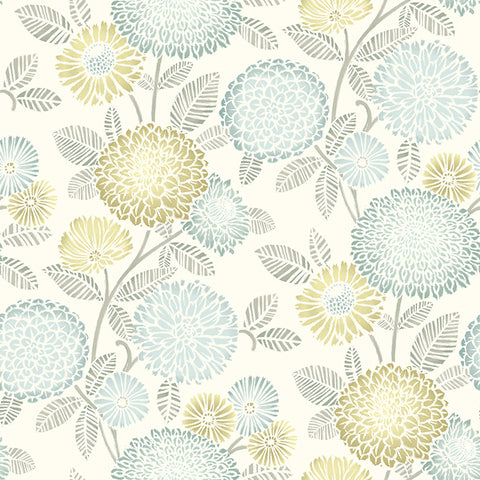 3125-72330 Zalipie Lime Floral Trail Wallpaper