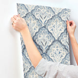 3125-72337 Mimir Blue Quilted Damask Wallpaper