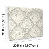 3125-72340 Mimir Grey Quilted Damask Wallpaper