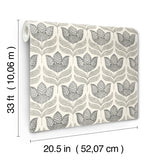 3125-72343 Cathal Charcoal Tulip Block Print Wallpaper