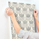 3125-72343 Cathal Charcoal Tulip Block Print Wallpaper