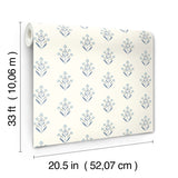 3125-72347 Kova Blue Floral Crest Wallpaper