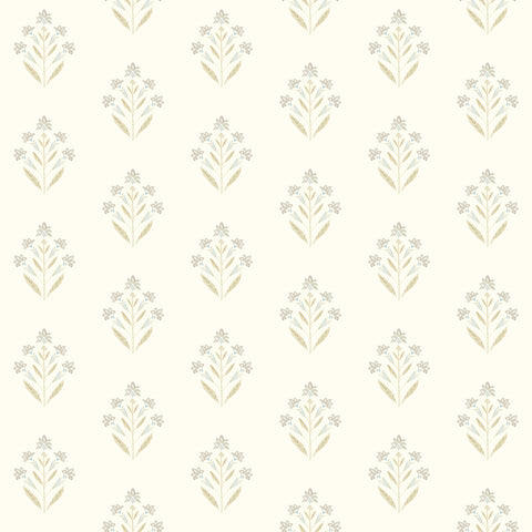 3125-72348 Kova Yellow Floral Crest Wallpaper