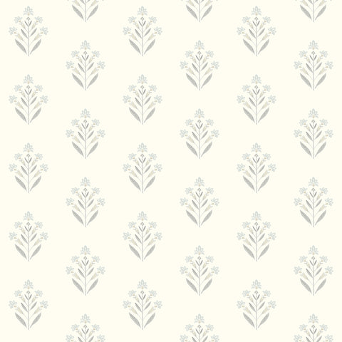 3125-72350 Kova Light Blue Floral Crest Wallpaper