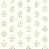 3125-72351 Kova Aquamarine Floral Crest Wallpaper